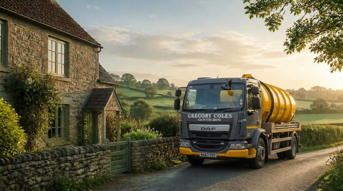 Gregory Coles Cleansing Services vehicle on a rural Somerset lane